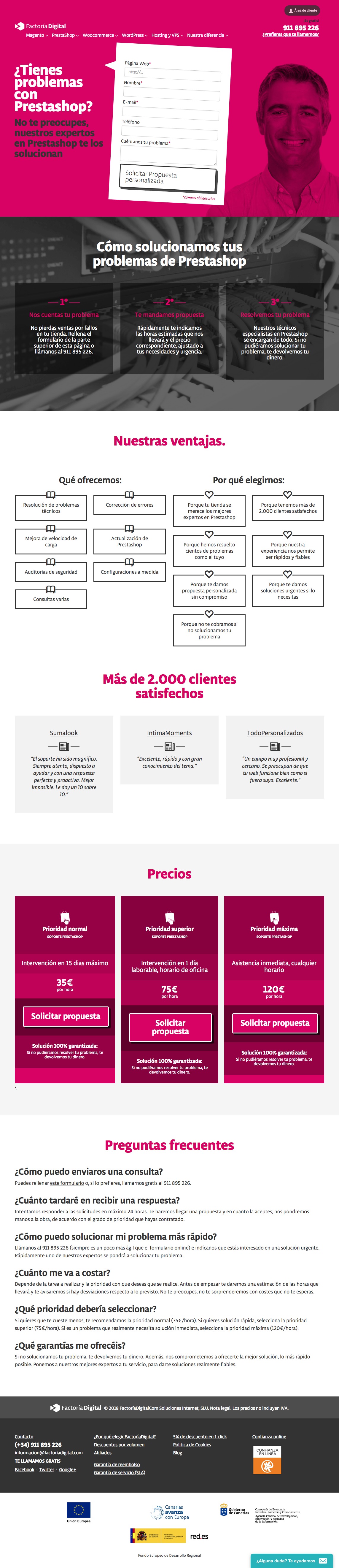 Diseño de interface y frontend para proyecto de hosting en Madrid